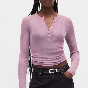 GAP Women's Ribbed Sheer Button Down Shirt (set of 3 - mauve, black, and olive)